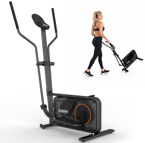 Tousains Elliptical Cross Trainer, 18 Stride, Compact Quiet Magnetic Home Gym Elliptical Machine ET3, 32-Level Res., 120kg Cap., LCD & HR, Bluetooth/Kinomap