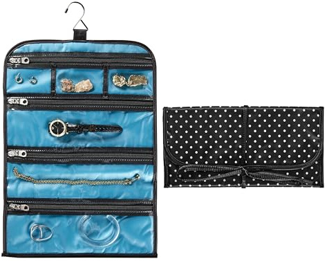 Travel Smart by Conair Jewelry Roll Bag, Black/White