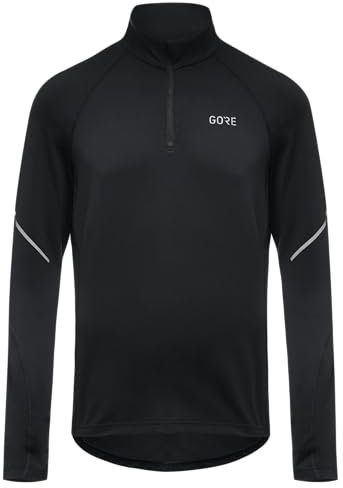 GORE WEAR Herren Mid Zip Shirt Langarm, Schwarz, M EU