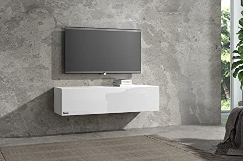 Wuun® Semero Korpus Weiß Hochglanz /100cm-280cm /Front Weiß-Hochglanz/TV Lowboard TV Board Hängend Hängeschrank Wohnwand