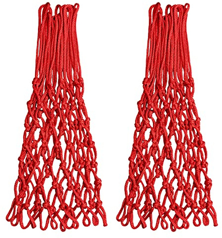Sanung 2 Pieces Professional Basketball Net Replacement, Heavy Duty Anti Whip 12 Loops Red Standard Size Basketball Rim Net Fits Indoor and Outdoor All Weather