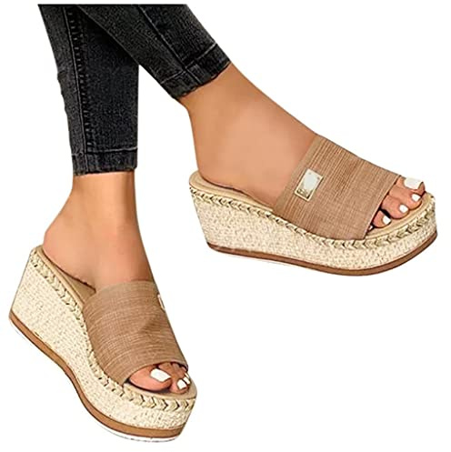 Sandales CompenséEs Classiques Pour Femme - Respirantes Mode Tongs De Claquettes Plateforme éTé Plates Toe Comfy Chaussures Mules Talon Haut Pantoufles DéContractéEs