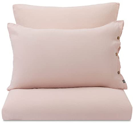URBANARA Bettdeckenbezug Bellvis – 135cm x 200cm, Blasses Rosa, 100% europäisches Leinen – Leinenbettwäsche, Sommerbettwäsche