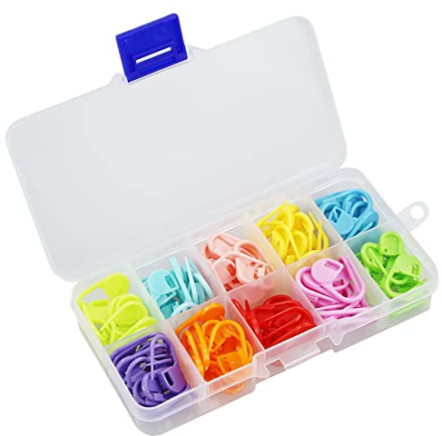 LAMXD Marqueur Tricot, 130 Pièces Marqueur Crochet, 10 Couleurs Anneaux Marqueurs Tricot, Marqueurs de Mailles Verrouillables, Marqueur Crochet Tricot pour Crocheté et Projets Tricotés, avec Boîte