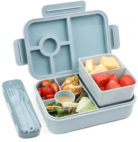 Bugucat Bento Lunch Box 1300ML,Bento Boxes with 4 Compartments Cutlery,Leak-Proof Lunchbox Snack Boxes for Kids Adult,Kids Lunch Box with Compartments for School Kindergarten Office