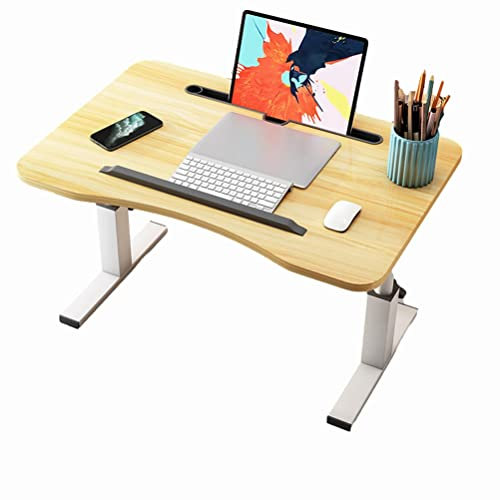 Bärbar dator för säng och soffa Justerbart brickbord med höjdlutningshjul Passar över sängar vid sängen Flyttbar Creative PC Notebook Writing Workstation (Gul)