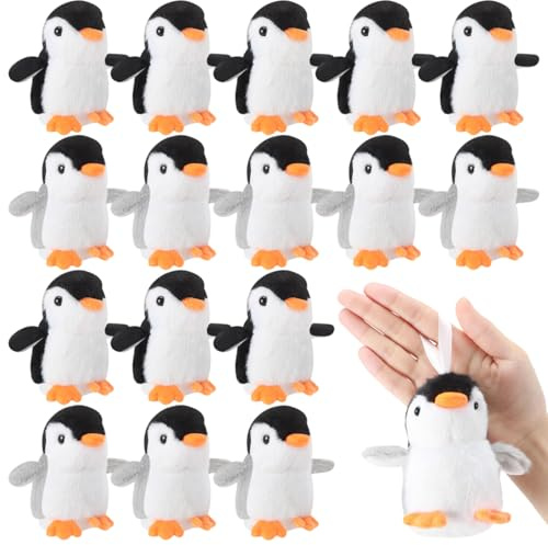 RoundFunny 20 Pcs Mini Plush Penguin for Kids Winter Party Favors Cute Penguin Stuffed Animal Plush Hanging Party Favors for Bag Pendant Present (Black and Gray,Cute Style)