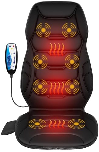 COMFIER Back Massager with Heat, Vibration Massage Seat Cushion with 8 Massage Nodes & 5 Modes, Adjustable Chair Massager Pad for Home Office, Heated Chair Pad, Mother‘s Day Gifts for Mom