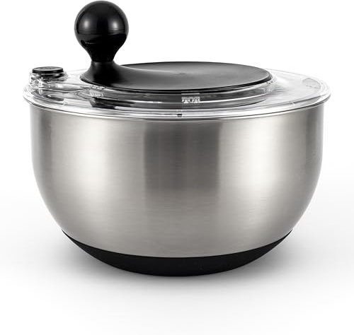 Hanseküche Centrifuga per insalata in acciaio inox, centrifuga, servire e conservare in uno spinner senza BPA, grande capacità di 4,5 litri con azionamento a manovella