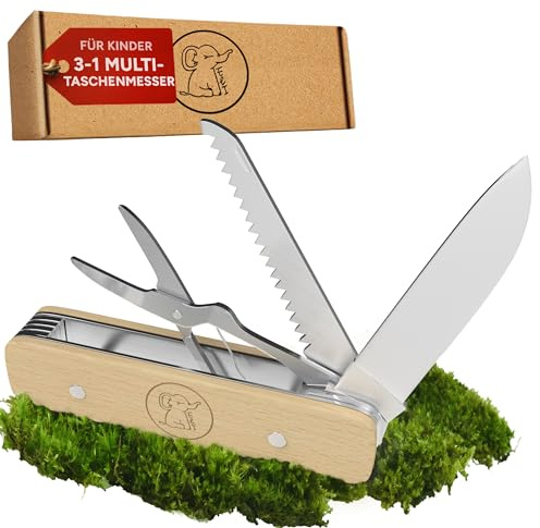 Eli® Taschenmesser für Kinder - erstes Kindertaschenmesser inkl Säge - Kindermesser - Schere - Multitool 3 in 1 Taschenwerkzeug - Werkzeug - Multifunktionswerkzeug