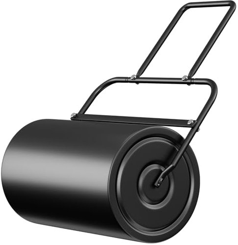 VELPAX Césped Rodillo 40 litros, Rodillo de Jardín con Mango Y Asa de 50 cm de DiámetroRodillo Cesped, Se Puede Llenar con Agua O Arena, Fabricado con Una Estructura de Acero Resistente