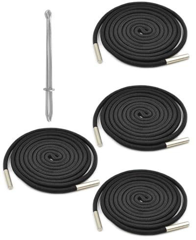 HUVZOR 4 Piezas Cordón para Pantalones de Jogging, Cordones de Repuesto con Extremos de Metal, Incluye Enhebrador, para Ropa Deportiva y Casual, 140 cm, Negro