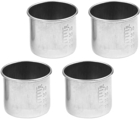 Sewroro Set 4 Bicchieri Graduati in Acciaio Inox 304 da 40ml, Misurini Portatili per Medicinali, Tazze di Medicina Resistenti Agli Acidi e Agli Alcali per Uso Domestico e Ospedaliero