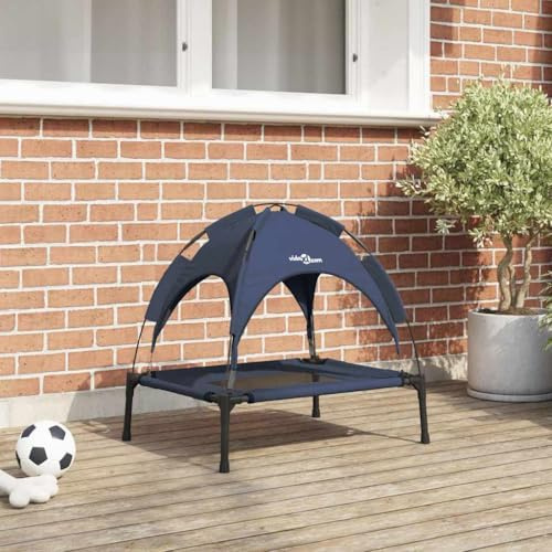 GeenYuu Letto per cani rialzato, blu navy, in acciaio, 62 x 48 x 61 cm, traspirante, facile da pulire, moderno per soggiorno e viaggio, comodo posto letto per cani