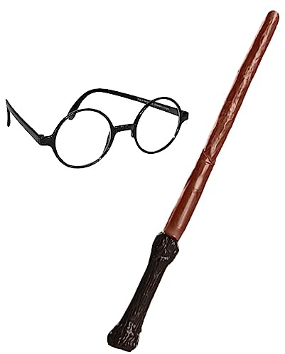 Rubies Official Harry Potter Accessory Pack Wand and Glasses Fancy Dress Kit, Kids Fancy Dress., Brown Halloween