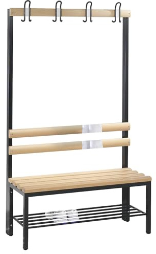 C + P Möbelsysteme C+P | Umkleidebank Basic | einseitig | Buchenholzleisten | Länge 1000 mm | Schuhrost