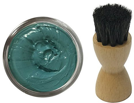 Famaco 50ml Blue Turquoise Leather Deluxe Cream Polish for Boots and Shoes with Application Brush - Nourish and Protect Leather with this cream polish Kit for Boots and Shoes