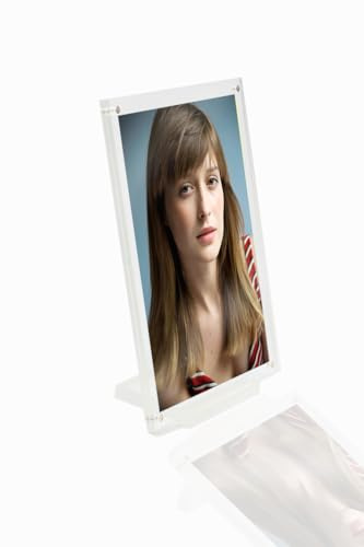 ANKALAB - Cornice portafoto in plexiglass, cornice trasparente magnetica decorativa con base, 25 x 35 cm