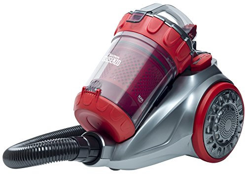 Bestron Aspirapolvere a traino senza sacchetto, Portata: 7,5 m, Capacità: 1,5 litri, 700 Watt, Argento/Rosso