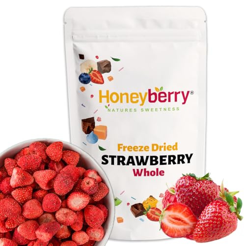 Fresas Liofilizadas Enteras 100g — Fruta Liofilizada sin Azúcar — Fresas Deshidratadas — Fruta Seca Liofilizada — Para Repostería, Decoración de Tartas, Snack, Muesli y Postres