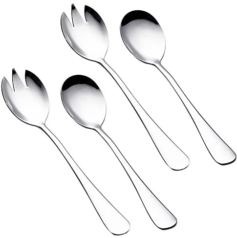 Kit de Posate da Insalata,Posate per Insalata Set 4 pezzi,comprensivo di cucchiaio da insalata in acciaio inox e forchetta da insalata in acciaio inox,Posata Insalata in acciaio inox