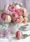Meecaa Kreuzstich-Set, 11-fädig, geprägt, rosa Blumen-Rose, Stickset mit Zubehör, vorgedruckt (36 x 46 cm) (Blume)