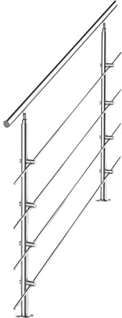 Tubiaz Main courante en acier inoxydable pour rampe d'escalier avec 4 traverses Ø 42mm pour intérieur et extérieur 150CM pour escaliers, balustrade, balcon