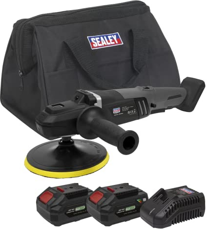 Sealey 20V 4Ah SV20 Series Ø180mm Brushless Rotary Polisher Kit - 2 Batteries - CP20VRPXKIT