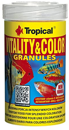 Vitality&Color GRANULES 100ml / 55g - Nourriture granulée rehaussant la Couleur et revitalisante pour Poissons pour Un Usage Quotidien