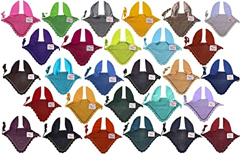 ZAINEE HORSE FLY VEIL EAR BONNET NET BREATHABLE COTTON HAT EQUESTRIAN (Pony, Black)