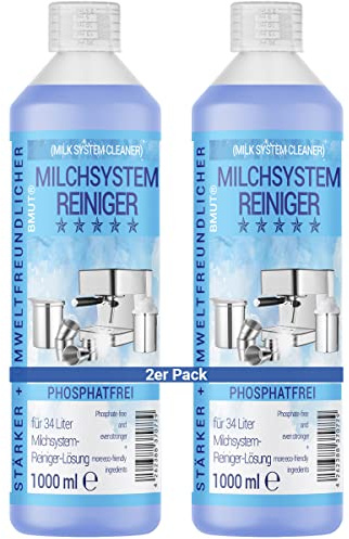 2 x 1 000 ml mjölksystemrengöring koncentrat för helautomatisk kaffemaskin, mjölkskummare, mjölkskumrengöring, mjölkrengöring, universell för alla tillverkare