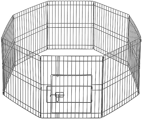 Yaheetech 8pcs Vallas para Perros Metalicas Corral Vallas Jaulas para Animales Pequeños Parque para Mascotas Cachorros Corral Plegable 61x52cm
