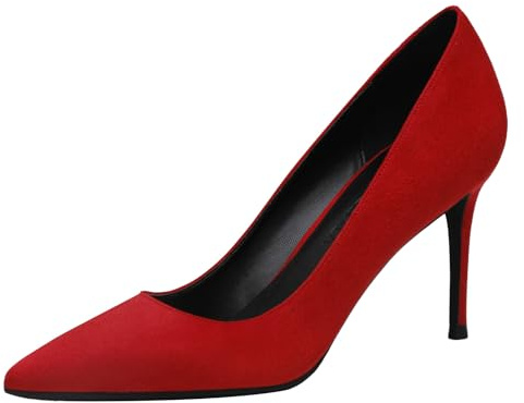 Jamron Femme Velours 5CM/8CM Talons Hauts Élégant Escarpins Bout Pointu Chaussures de Bureau