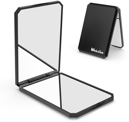 WOBSION Compact Mirror for Purse, Pocket Mirror for Handbag & Travel, Small Makeup Mirrors with Magnification, Portable, Folding, Handheld, Gifts for Women, Black