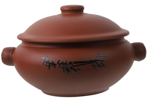 Amosfun Ceramic Casserole Stew Pot 350ml Lid Versatile Ceramic Cooking Pot for Soup and Stews for Home Use and Slow Cooking