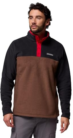 Columbia Men's Steens Mountain Half Snap 2, Fleece Pull Over, Tobacco/Black/Mtn Red, L