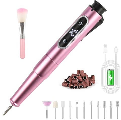GUPAY Electric Nail Files Cordless, Professional Nail Drill Machine for Acrylic Nails Gel with 5 Speeds, Portable Rechargeable E File Manicure Pedicure Kit Gifts for Girl Women Beginners (Purple)