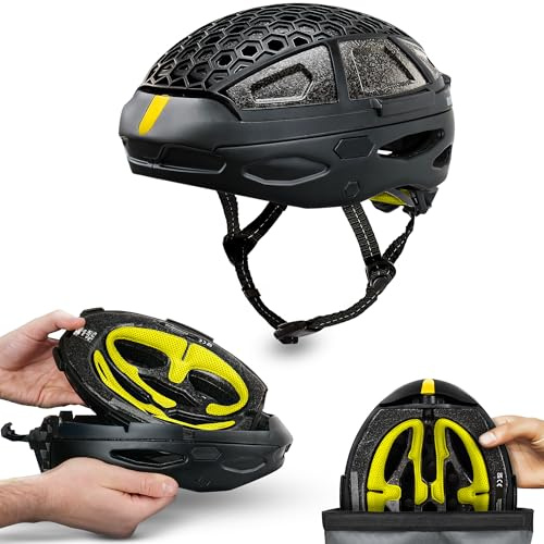 Newlane Foldable Bike Helmet (Yellow/M) | Compact & Safety-Certified Foldable Helmet | Adjustable & Breathable | Commuter Cycle Helmet for Men & Women | Easy-Fit Packable Bike Helmet