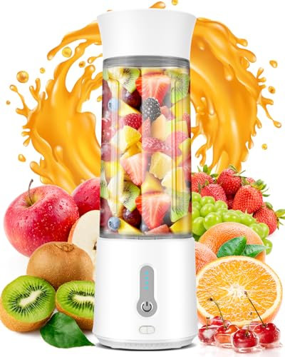 Smoothie Blender Portable Smoothie Blender USB Rechargeable 4000mAh 500ml BPA Free Fruit Vegetable Baby Food 6 Blades for Travel Kitchen Gym