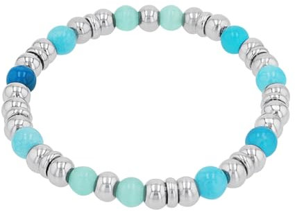 s.Oliver Armband Edelstahl Damen Armschmuck, mit Chalzedon, Achat, Steel Beads, 17 cm, Rot, Kommt in Schmuck Geschenk Box, 2039847