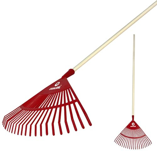 Crisalide®- Rastrello In PVC 22 Denti 40x40CM Con Barra Di Rinforzo, Completo Di Manico In Faggio 150CM, Ideale Per Foglie E Piccoli Detriti