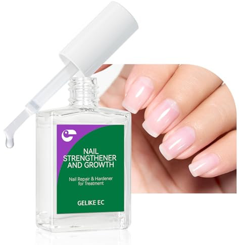 Gelike EC Durcisseur Ongles Comble-Rayures pour Croissance : Renforceur Réparateur Transparent pour Ongles Fins, Abîmés et Cassants - 15 ml