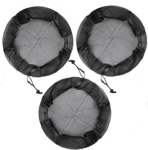 3 Pack Adjustable Rain Barrel Covers 60cm (23.6) Mesh Net for Garden Water Storage, Heavy Duty Protective Net with Elastic Edges for 50 100L Barrels (Debris/Insects Protection)