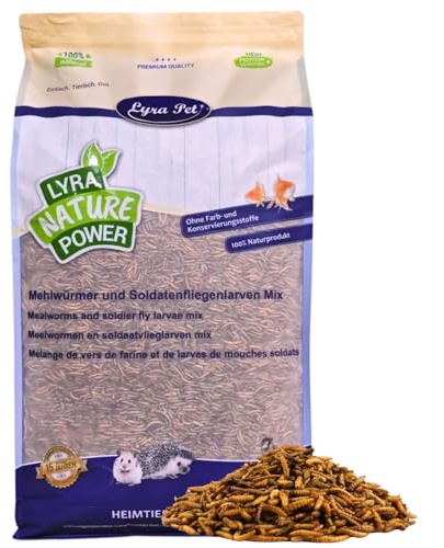 Lyra Pet® 5 kg de vers de Farine Mélange de Larves de Mouches Soldats séchées | Riche en protéines | Rapport Calcium/phosphore idéal | Nourriture Naturelle pour Oiseaux, rongeurs, Poissons & Reptiles