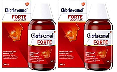 Chlorhexamed Forte 2x300 ml alkoholfrei 0,2%. Antiseptisch zur Anwendung in der Mundhöhle.