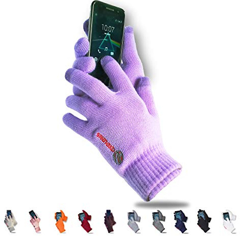 AXELENS Winter Touch Screen-Handskar för Män och Kvinnor Mjuk och Varm Fleecestickad Ullfleeceinteriör - för Smartphones, Mobiltelefoner och Surfplattor Presentask ingår - LILA