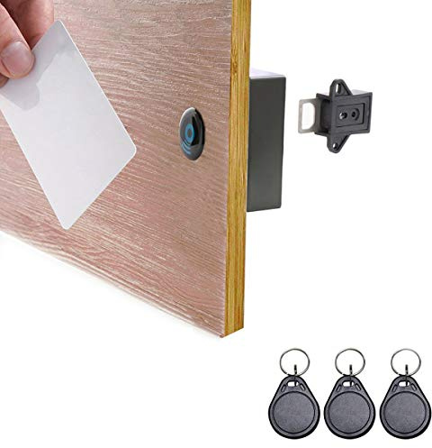 ETEKJOY RFID Electronic Cabinet Lock Hidden DIY for Wooden Cabinet Locker Drawer Cupboard (Black)