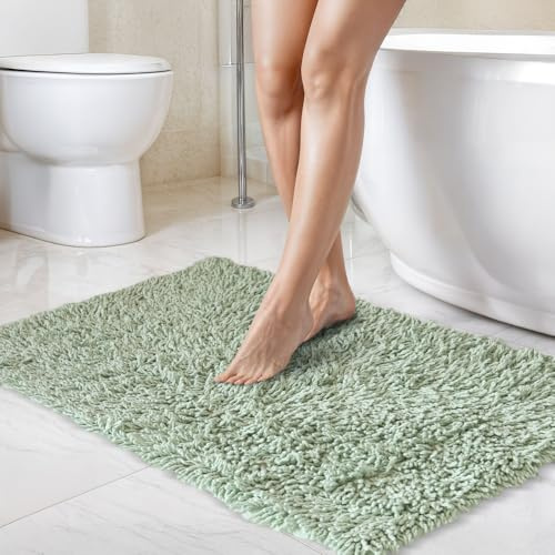 Emma Barclay Tumble Twist Pure Cotton 2pc Bath set in Green - Mat 50x80cm / Pedestal 50x40cm