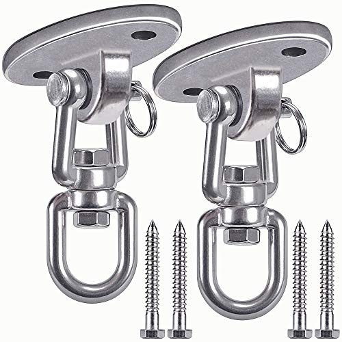 2 Pièces 2200KG Capacité Acier Inoxydable 360 ° Rotation Crochet De Plafond, Suspension Trainer Kit de Suspension pour Chaise accrochante, Lampe accrochante, hamac, Sac de Boxe, entraîneur de Bride