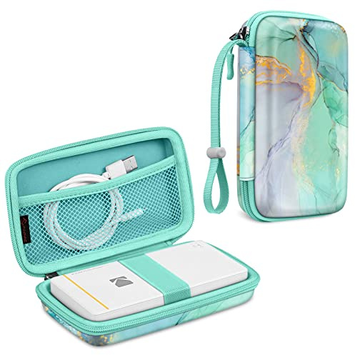 Fintie skyddsfodral för Kodak Step & Mini 2 HD – stötsäker bärväska med hårt skal med innerficka, Smaragd Marmor, Kompakt